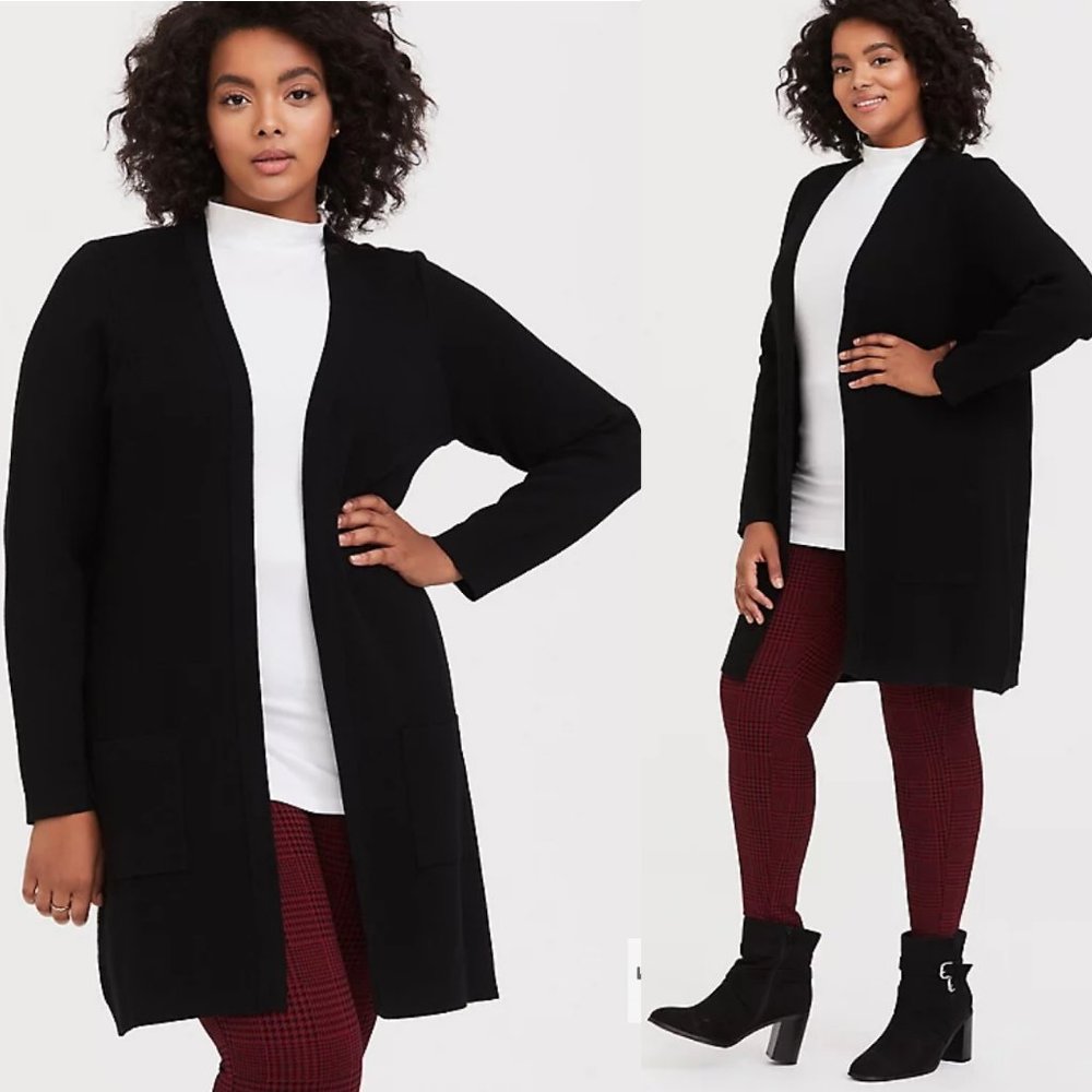 Torrid BLACK LONGLINE CARDIGAN Size XL